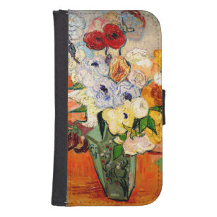 Capa Carteira Para Samsung Galaxy S4 Rosas Van Gogh e Anemones