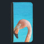 Capa Carteira Para Samsung Galaxy S5 Rosto flamingo cor-de-rosa no caso azul da Carteir<br><div class="desc">Rosto de flamingo rosa numa carteira de turquesa</div>