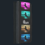 Capa Carteira Para Samsung Galaxy S5 Roxo Preto, Azul, Teto, Céu Ouro e Água<br><div class="desc">Cavalo Negro a erguer-se em frente a uma Roxa,  Azul,  Teal,  Céu Ouro e Água</div>