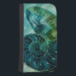 Capa Carteira Para Samsung Galaxy S4 Shell do Conch de Turquesa Espiral<br><div class="desc">Nesta imagem vívida,  você pode ver no estilo original e natural vintage da concha de turquesa perto. Este tipo único de arte tem sombreado preto para destacar a espiral desta concha. Pegue esta concha com um fundo de turquesa no seu produto hoje.</div>