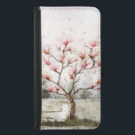 Capa Carteira Para Samsung Galaxy S5 Sob a Árvore Magnolia<br><div class="desc">Uma aquarela Freya senta-se admirando a magnólia em cheio florada para primavera</div>