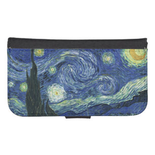 Capa Carteira Para Samsung Galaxy S4 Starry Night Vincent van Gogh Fine Art Painting