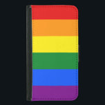 Capa Carteira Para Samsung Galaxy S5 Stripe arco-íris LGBT<br><div class="desc">Carregar esta carteira LGBT para mostrar o seu suporte. O simples design de striping do arco-íris inclui sombras de vermelho,  laranja,  amarelo,  verde,  azul e roxo.  Mostre seu orgulho!</div>
