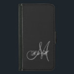 CAPA CARTEIRA PARA SAMSUNG GALAXY S5 SUAS INICIAIS DO MONOGRAMA| CINZAS PRETAS SIMPLES<br><div class="desc">COR PRETA SIMPLES E SIMPLES COM CINZAS E INICIAIS DE MONOGRAMA BRANCA TORNA ESTA UMA FORMA ELEGANTE E NA MODA DE PERSONALIZAR O SEU CASO POR ELE OU POR SUA OU NOVAS FÉRIAS. ELKE CLARKE© PARA A GALERIA DE MONOGRAMAS. ENTRE EM CONTATO COM O PROPRIETÁRIO DO ARMAZENAMENTO PARA OUTRAS CORES....</div>