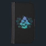 Capa Carteira Para Samsung Galaxy S4 Toadstools em arbustos<br><div class="desc">Misteriosos,  bioluminescentes,  alucinogênicos,  ferramentas brilhantes com arbustos de plantas pântanas à noite,  fundo escuro e brilhante. Cogumelos brilhantes. Goblincore,  Mushroomcore</div>