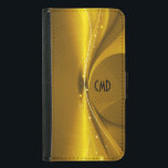 Capa Carteira Para Samsung Galaxy S5 Tons Dourados metálicos Impressão de aço inoxidáve<br><div class="desc">Tons de ouro metálicos impressão,  padrão de aparência de aço inoxidável brilhante com monograma/nome personalizado e opcional. Simples e elegante. Design está disponível em outros produtos.</div>