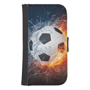 Capa Carteira Para Samsung Galaxy S4 Travesseiro decorativo Flaming de Futebol/Bola de 