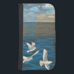 Capa Carteira Para Samsung Galaxy S4 Três Gaivotas Brancas Voando Sobre A Água<br><div class="desc">Precisa fugir? Faça-o escolhendo esta pintura da artista Tara Friel representando três gaivotas voando sobre a água. A visão das ondas do oceano e as cores vívidas tornam este design muito realista.</div>