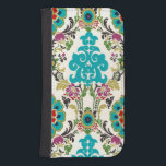 Capa Carteira Para Samsung Galaxy S4 Turquesa floral da ameixa dos padrões do damasco<br><div class="desc">Os padrões florais de turquesa,  de ameixa,  verdes e roxos encontram-se em um fundo branco para trazer este impressão do damasco de junho Erica Vess à vida. Trabalhos como um presente para o senhor mesmo,  um amigo,  ou um membro da família.</div>