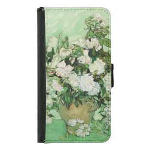 Capa Carteira Para Samsung Galaxy S5 Vincent van Gogh que pinta, rosas 1890