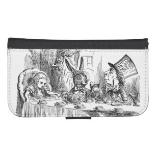 Capa Carteira Para Samsung Galaxy S4 Vintage Alice no tea party louco do Hatter do país