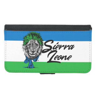 Capa Carteira Para Samsung Galaxy S5 WAY Arts Freetown Sierra Leone Flag Lion
