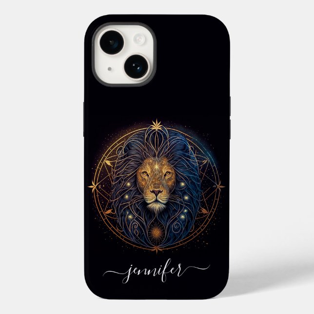 Capa Case-Mate para iPhone preta e dourada do zodí (Verso)