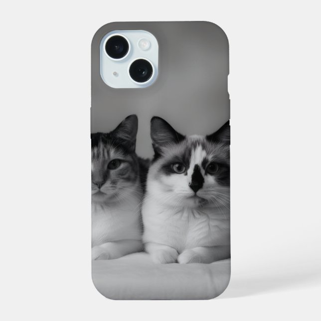 Capa customizada para iPhone 15 com retrato de gat (Verso)