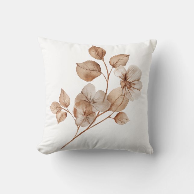 Capa de Almofada Beige com Estampa Floral, Botânic (Frente)