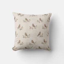 Capa de Almofada Botânica Vintage Sparrow