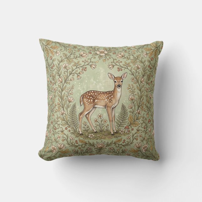 Capa de Almofada da Floresta com Cervo Manchado (Frente)
