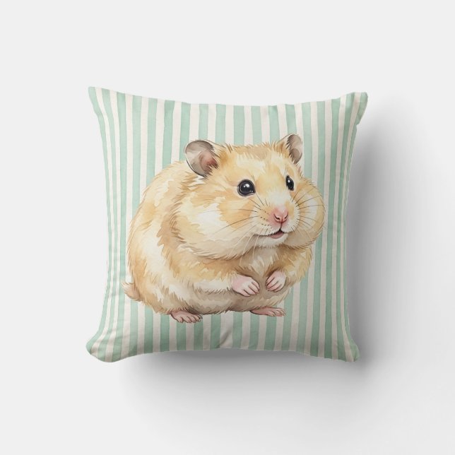 Capa de Almofada de Aquarela de Hamster Sírio (Frente)