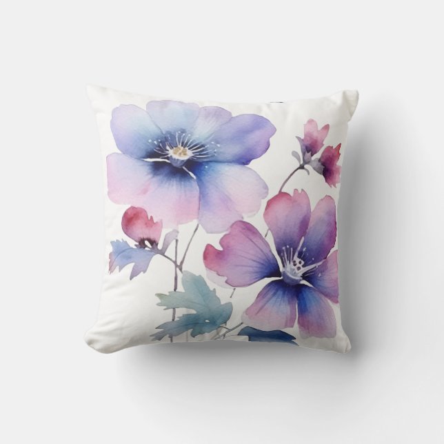 Capa de Almofada de Arremesso de Aquarela Floral d (Frente)