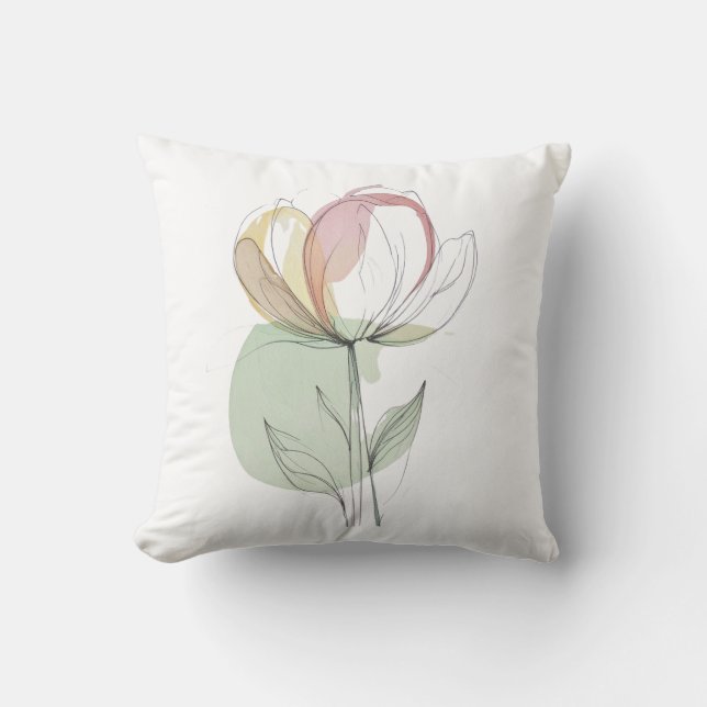 Capa de Almofada de Arremesso Floral Pastel  (Frente)