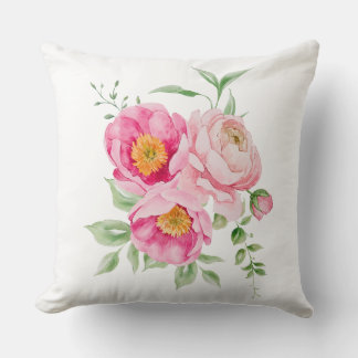 Capa de Almofada de Arremesso Floral Peônia Rosa A