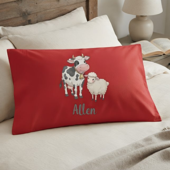 Capa de Almofada de Bebê Personalizada com Vaca Fo (Criador carregado)
