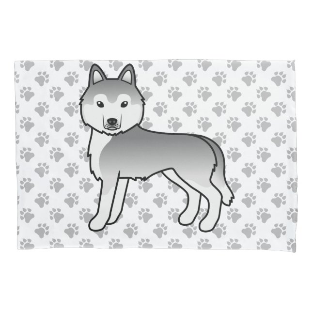 Capa de Almofada de Cachorro Fofo & Patas do Husky (Frente)