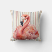 Capa de Almofada de Flamingo em Aquarela