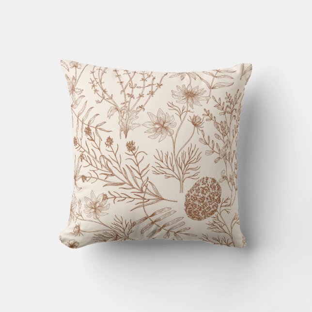 Capa de Almofada de Flor Silvestre Boho Botânica F (Frente)