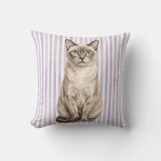 Capa de Almofada de Gato Tonkinês em Aquarela