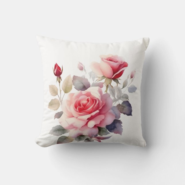 Capa de Almofada de Rosas em Flor Deslumbrantes Aq (Frente)