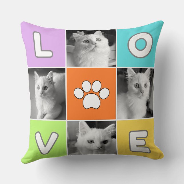 Capa de Almofada Impressa com Amor de Gato Fofo (Verso)