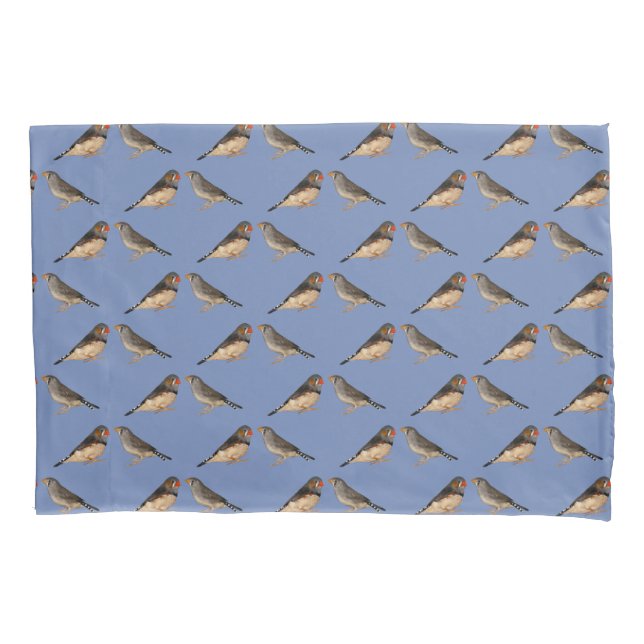 Capa de Almofada Loucura do Tentilhão Zebra (Azul  (Frente-Esquerda)