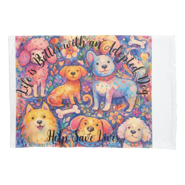 Capa de Almofada Tema Cachorro Adotado - 20" X 30" (Frente)