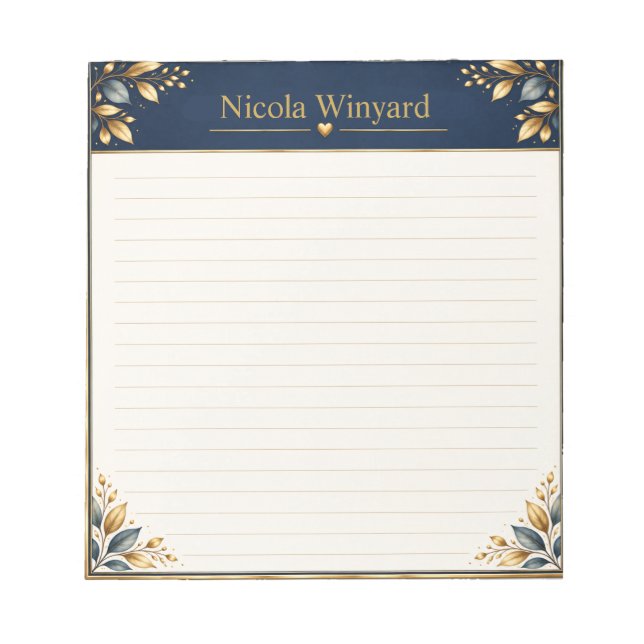 Capa de Bloco de Notas Botânico Navy Gold (Frente)