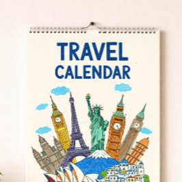 Capa de Calendário de Viagens Estilo Giz de Cera |