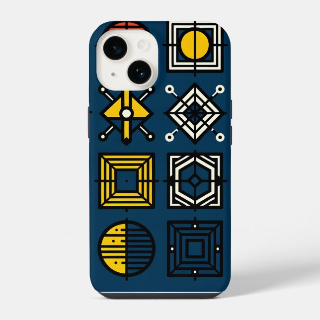Capa de Celular com Ícones Geométricos em Grid (Verso)