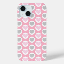 Capa de Celular Corações Cinza e Rosa Dia dos Namo
