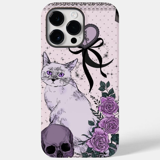 Capa de Celular Gata Coquete Gótica – Rosa e Preto (Verso)