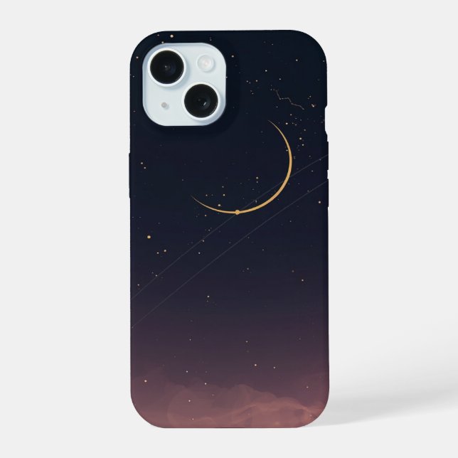Capa de Celular Lua Crescente Estrelas Celestiais (Verso)