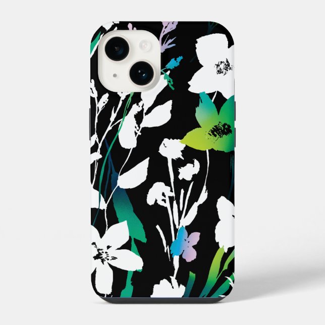 Capa de Celular Preta e Branca com Floral e Acento (Verso)