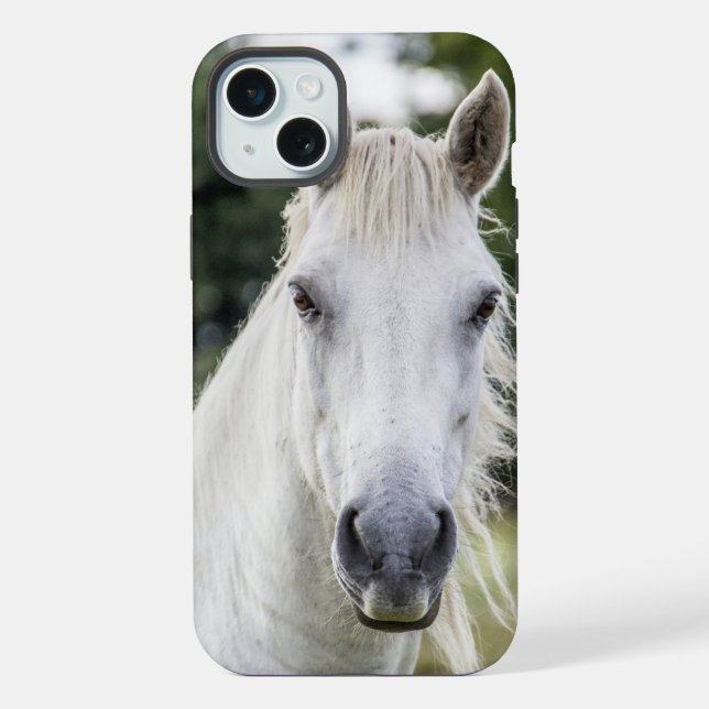 Capa de Celular Rosto de Cavalo Branco (Verso)