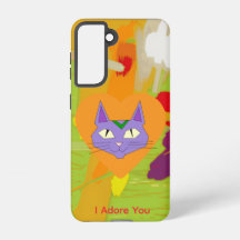 Capa de Celular Samsung Galaxy Amor de Gato Coraçã