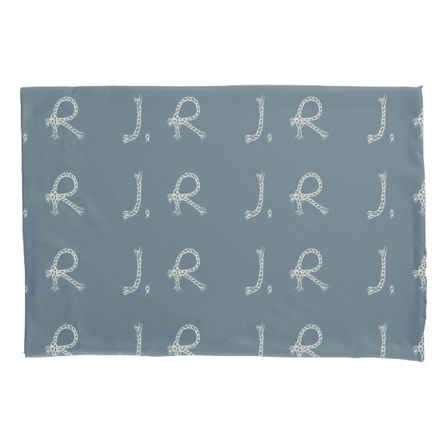 Capa de edredão personalizada azul e branca com nó (Frente)
