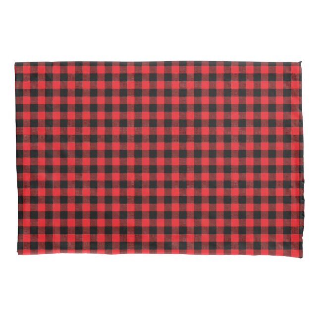 Capa de fronha em xadrez búfalo vermelho (Frente)