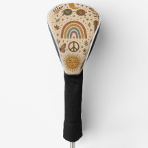 Capa de golfe retrô vintage boho hippie