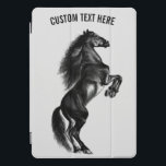 Capa de ipad de Cavalo Direita - Texto Personaliza<br><div class="desc">Cavalo Preto Preto - Pintura - Personalizável - Escolher / Adicionar o Texto Único - Nome / Cores / Fonte / Tamanho / Elementos - Imagem / Mais - Torne o Presente Especial - Redimensionar e mover ou remover e adicionar elementos / texto com ferramenta de personalização! Pintura e Design...</div>
