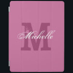 Capa de ipad magnética monográfica personalizada |<br><div class="desc">Capa de ipad magnética monográfica personalizada | Rosa. Cobrir de nome personalizado com letra monograma. Texto de tipografia de imagem e de escrita elegante. Boa ideia para o aniversário ou o Natal. Adequado para homens,  mulheres e crianças.</div>