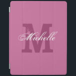 Capa de ipad magnética monográfica personalizada |<br><div class="desc">Capa de ipad magnética monográfica personalizada | Rosa. Cobrir de nome personalizado com letra monograma. Texto de tipografia de imagem e de escrita elegante. Boa ideia para o aniversário ou o Natal. Adequado para homens,  mulheres e crianças.</div>