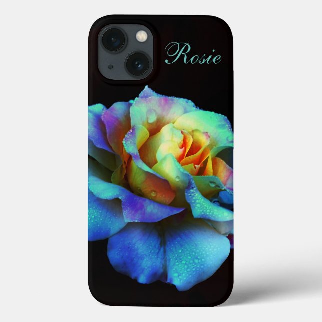 Capa de iPad rosa arco-íris pastel turquesa (Verso)